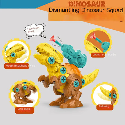 DIY Assembled Dinosaur Egg Toy with Turret Shooting T-Rex