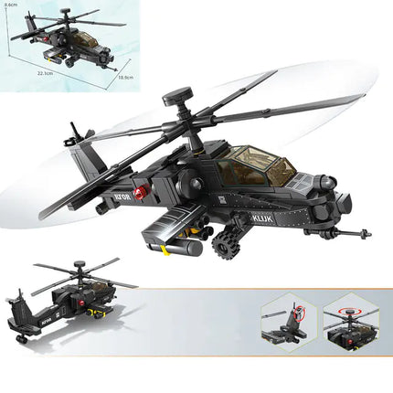 Mini Military Helicopter DIY Building Brick Model