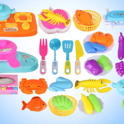 Kids Kitchen Toy Set with Realistic Food and Utensils