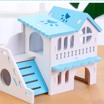 Large Double-Layer Wooden Villa Hamster Toy House