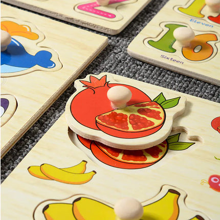 Mushroom Puzzle Board for Kids - Montessori Wooden Toy