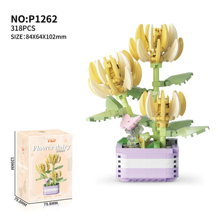 Faux Flower Series Succulent Garden Building Blocks