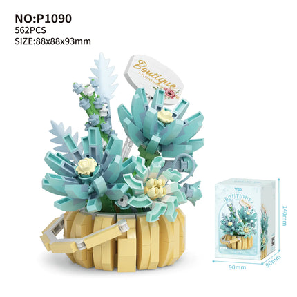 Faux Flower Series Succulent Garden Building Blocks