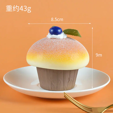 PU Imitation Mushroom Bread Cake with Fake Fruit Decor