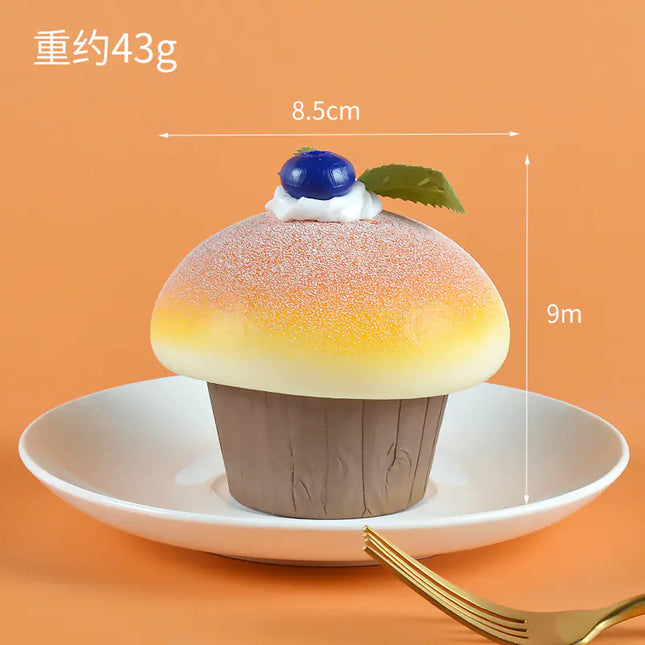 PU Imitation Mushroom Bread Cake with Fake Fruit Decor