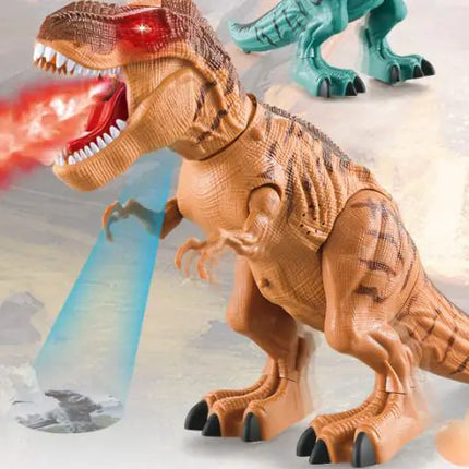 Electric T-Rex Dinosaur with LED, Spray, and Eggs (One)