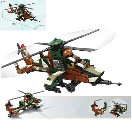 Mini Military Helicopter DIY Building Brick Model