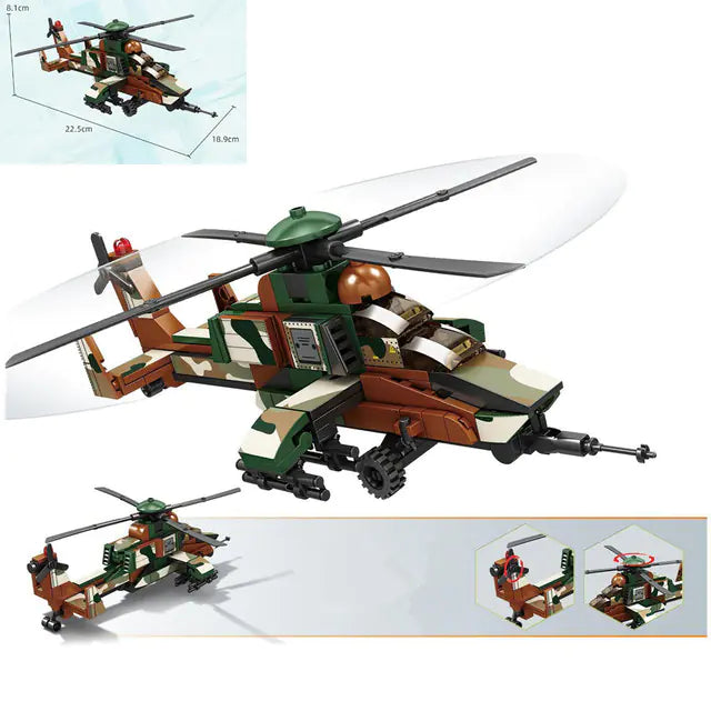 Mini Military Helicopter DIY Building Brick Model