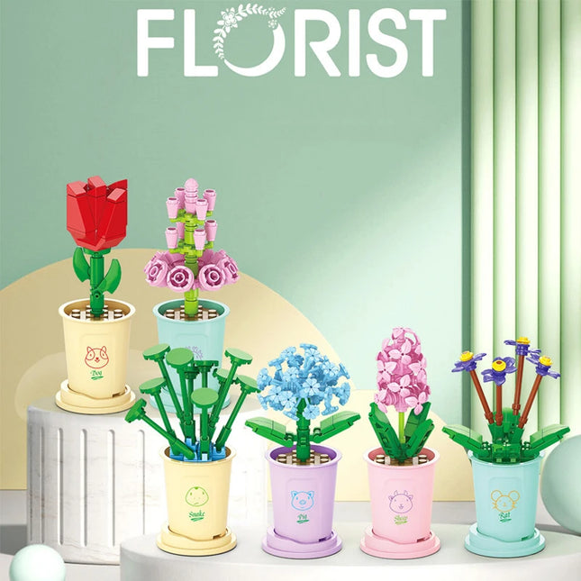 DIY Assembled Rose Bouquet Building Blocks Set