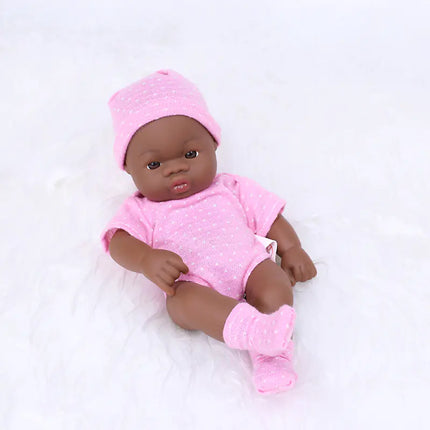 7-Inch Mini African American Rubber Doll for Kids