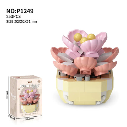 Faux Flower Series Succulent Garden Building Blocks
