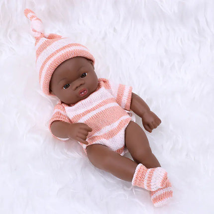 7-Inch Mini African American Rubber Doll for Kids