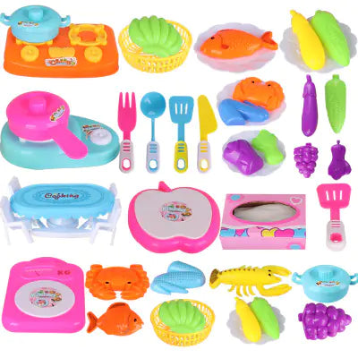 Kids Kitchen Toy Set with Realistic Food and Utensils