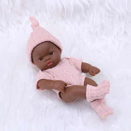 7-Inch Mini African American Rubber Doll for Kids