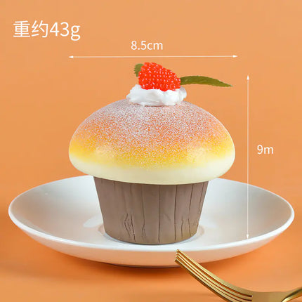PU Imitation Mushroom Bread Cake with Fake Fruit Decor