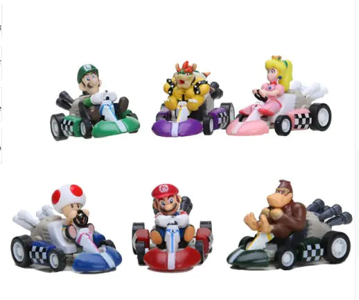 Super Mario Action Figure and 6 Model Racing Cars