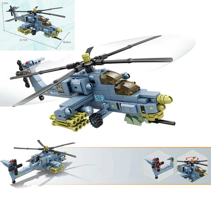 Mini Military Helicopter DIY Building Brick Model