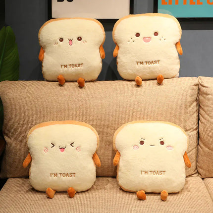 Cute Toast Emoji Hand Warmer Soft Plush Pillow Doll