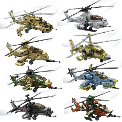 Mini Military Helicopter DIY Building Brick Model