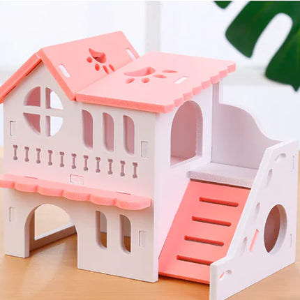 Large Double-Layer Wooden Villa Hamster Toy House