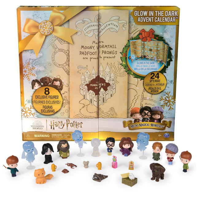 Wizarding World Harry Potter Micro Magical Moments Glow in The Dark Advent Calendar 2024 24 Surprise Toys Christmas Countdown Calendar for Ages 6+