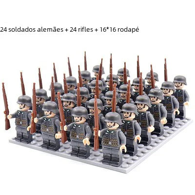 "New Cross-Border Building Block Army Figures Set (24 pcs)"