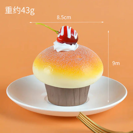 PU Imitation Mushroom Bread Cake with Fake Fruit Decor