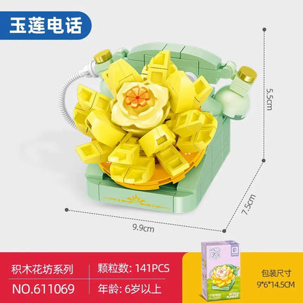 Faux Flower Series Succulent Garden Building Blocks