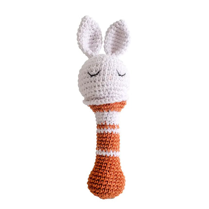 Hand-woven Crochet Rabbit Doll Rattle for Babies