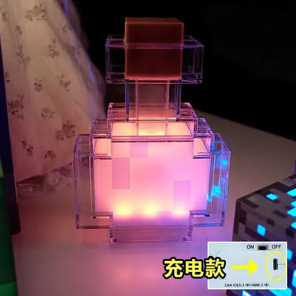 Color Changing Minecraft Lamp and Toy Sword Pickaxe