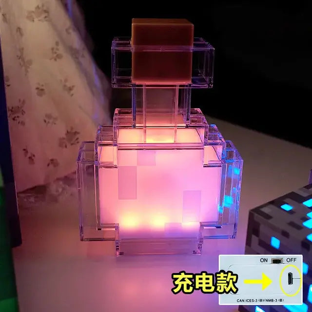 Color Changing Minecraft Lamp and Toy Sword Pickaxe