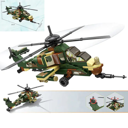 Mini Military Helicopter DIY Building Brick Model