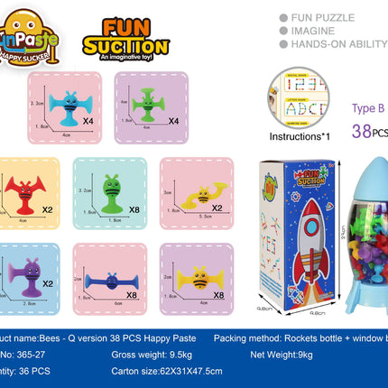 Bees Suction Cups Versatile Building Soft Blocks Toy