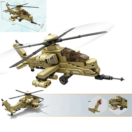 Mini Military Helicopter DIY Building Brick Model
