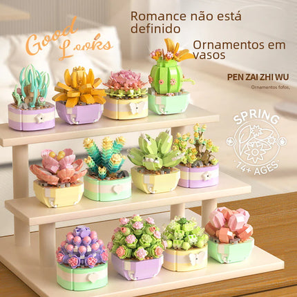 Faux Flower Series Succulent Garden Building Blocks