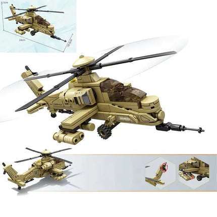 Mini Military Helicopter DIY Building Brick Model