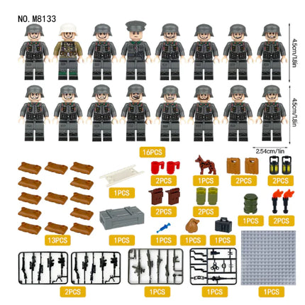 German Soldiers Building Blocks Toy Set with Artillery