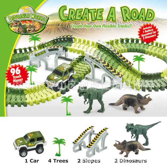 Electric Track Roller Coaster Toy with Dinosaur Cars