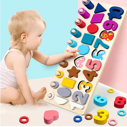 Children's Number Building Blocks and Puzzle Board