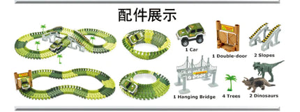 Electric Track Roller Coaster Toy with Dinosaur Cars
