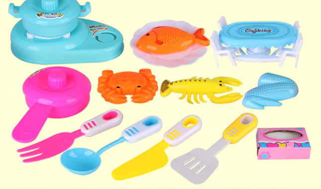 Kids Kitchen Toy Set with Realistic Food and Utensils