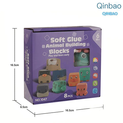 Cognitive Soft Rubber Animal Building Blocks for Toddlers