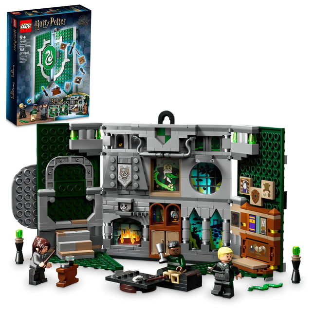 LEGO Harry Potter Slytherin House Banner Building Set 76410 - Hogwarts Castle Common Room Toy or Wall Display Collectible Harry Potter Gift Idea for Boys Girls and Kids with Draco Malfoy Minifigure