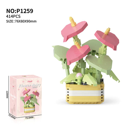 Faux Flower Series Succulent Garden Building Blocks