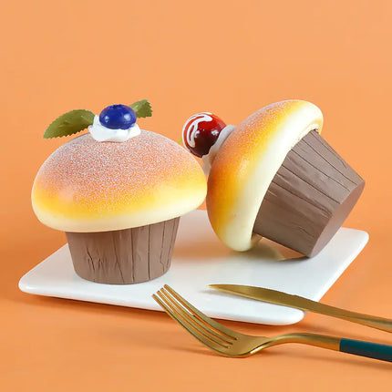 PU Imitation Mushroom Bread Cake with Fake Fruit Decor