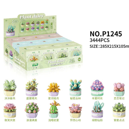 Faux Flower Series Succulent Garden Building Blocks