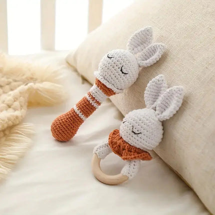 Hand-woven Crochet Rabbit Doll Rattle for Babies
