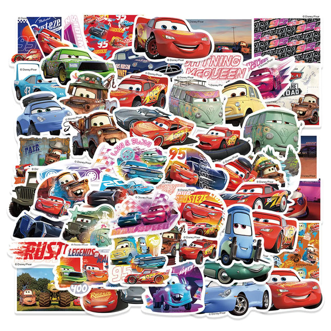 50 Pcs Cartoon Movie Cars Stickers for Water Bottle Waterproof Vinyl Animation Cars Movie Decals for Kids Laptop Tablet Scrapbook Binders Luggage Skateboard