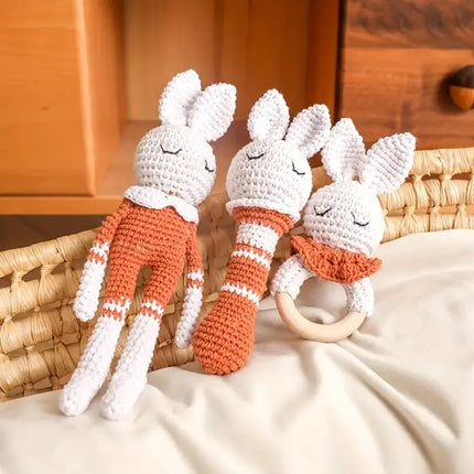 Hand-woven Crochet Rabbit Doll Rattle for Babies