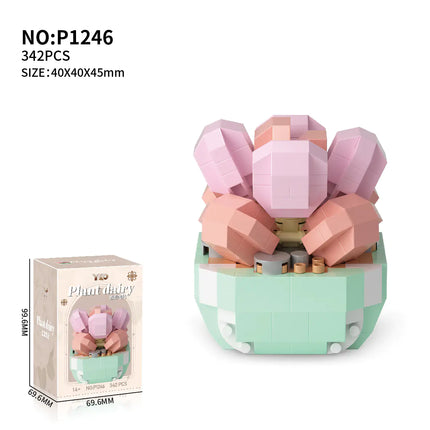 Faux Flower Series Succulent Garden Building Blocks